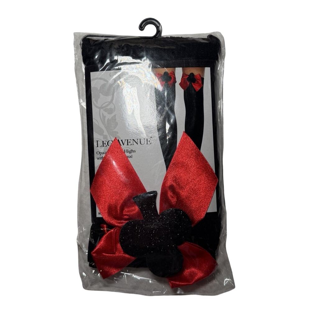 Leg Avenue Queen On Hearts Lingerie Opaque Thigh Highs